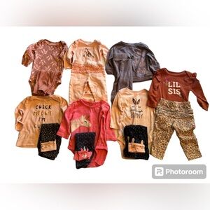 7 outfit sets.  Long sleeve.  Size 6 months.